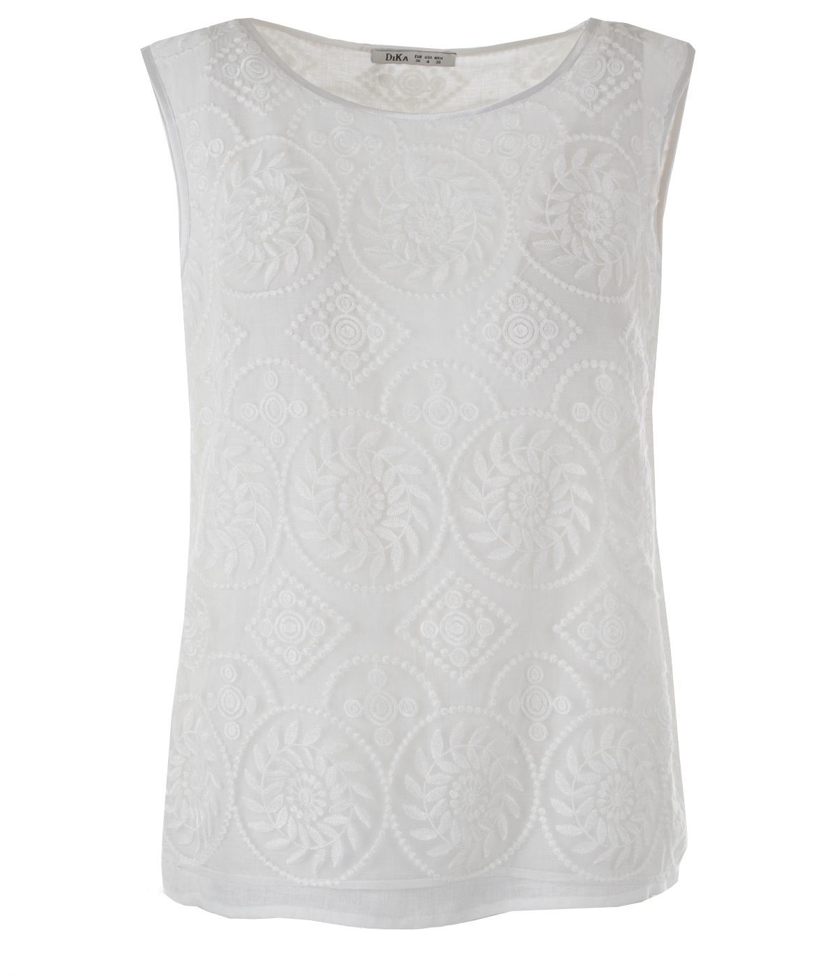 Sleeveless silk top with fine embroidery and hemp lining 0